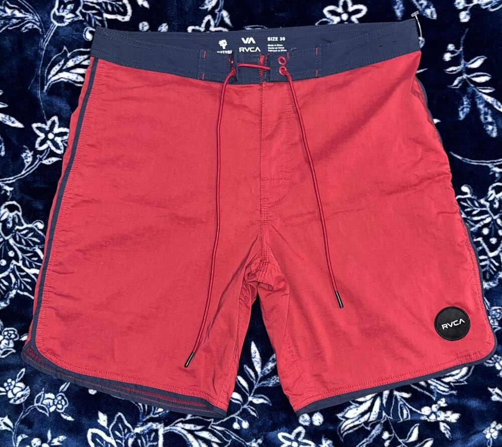 RVCA Men's Board Shorts Size 30 Color Red & Navy